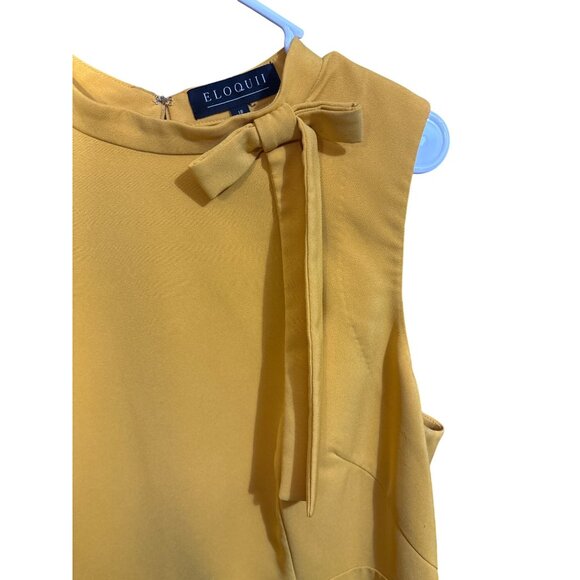 Sleeveless Sz 18 Yellow Eloquii‎ Dress With Bow Accent & Back Zipper Closure - Picture 3 of 5